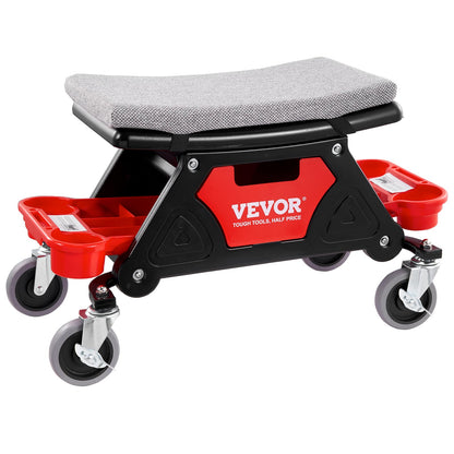 VEVOR Mechanic Stool 300 LBS Capacity Garage Stool with Wheels, Heavy Duty Rolling Mechanics Seat, with Three Slide Out Tool Trays and Drawer, - WoodArtSupply