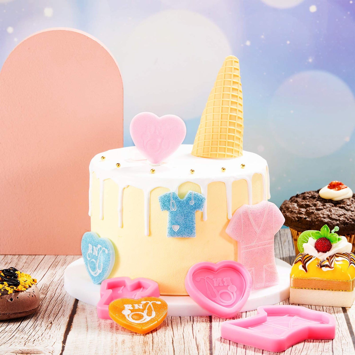 3 Pieces Nurse Silicone Mold Resin Badge Reel Mold Nurse Chocolate Mold Doctor T-shirt Heart Stethoscope Silicone Mold for DIY Chocolate Pudding, Patelai