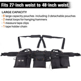 Chyaidach 16-Pockets Tool Belts for man with Suspenders, Detachable & Adjustable Tool Pouches Bag & Back Support Tool belt Combo For Chyaidach