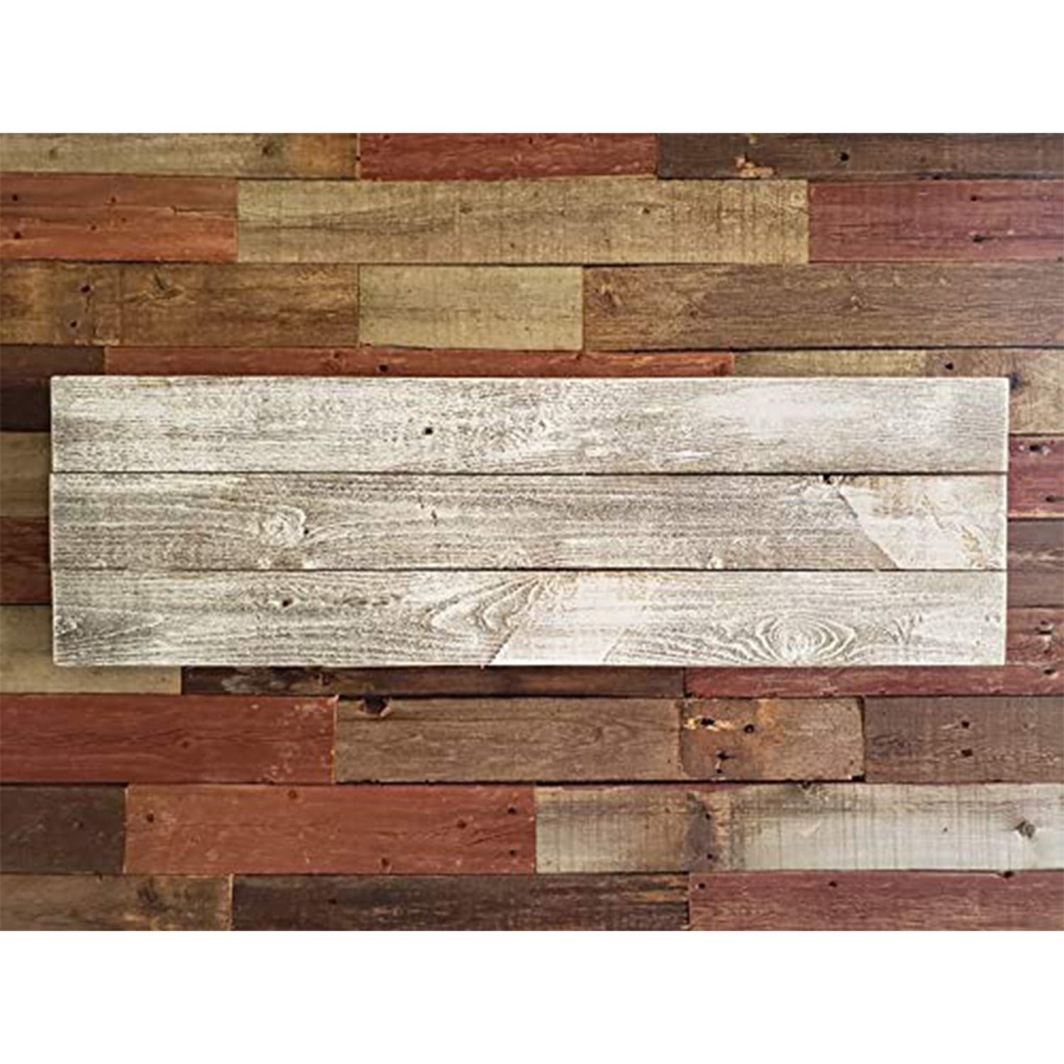 Rockin' Wood 3 Foot DIY Blank Rustic Weathered Reclaimed Natural Wood Sign with Sawtooth Hangers for Door or Porch Decor, Whitewash Rockin' Wood