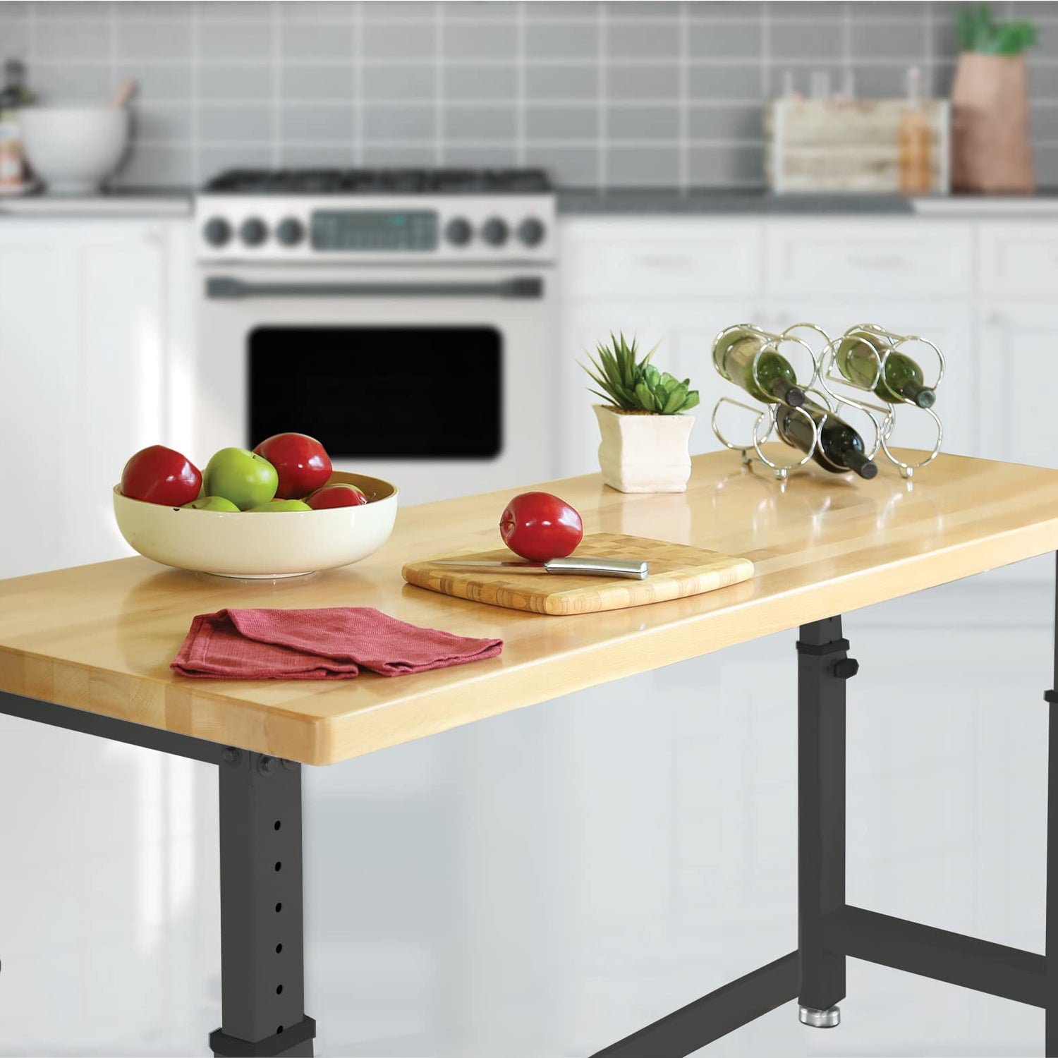 Seville Classics UltraHD Heavy Duty Commercial Height Adjustable Workbench w/Solid Wood Top, 1000 lbs. Weight Capacity for Garage, Warehouse, Seville Classics