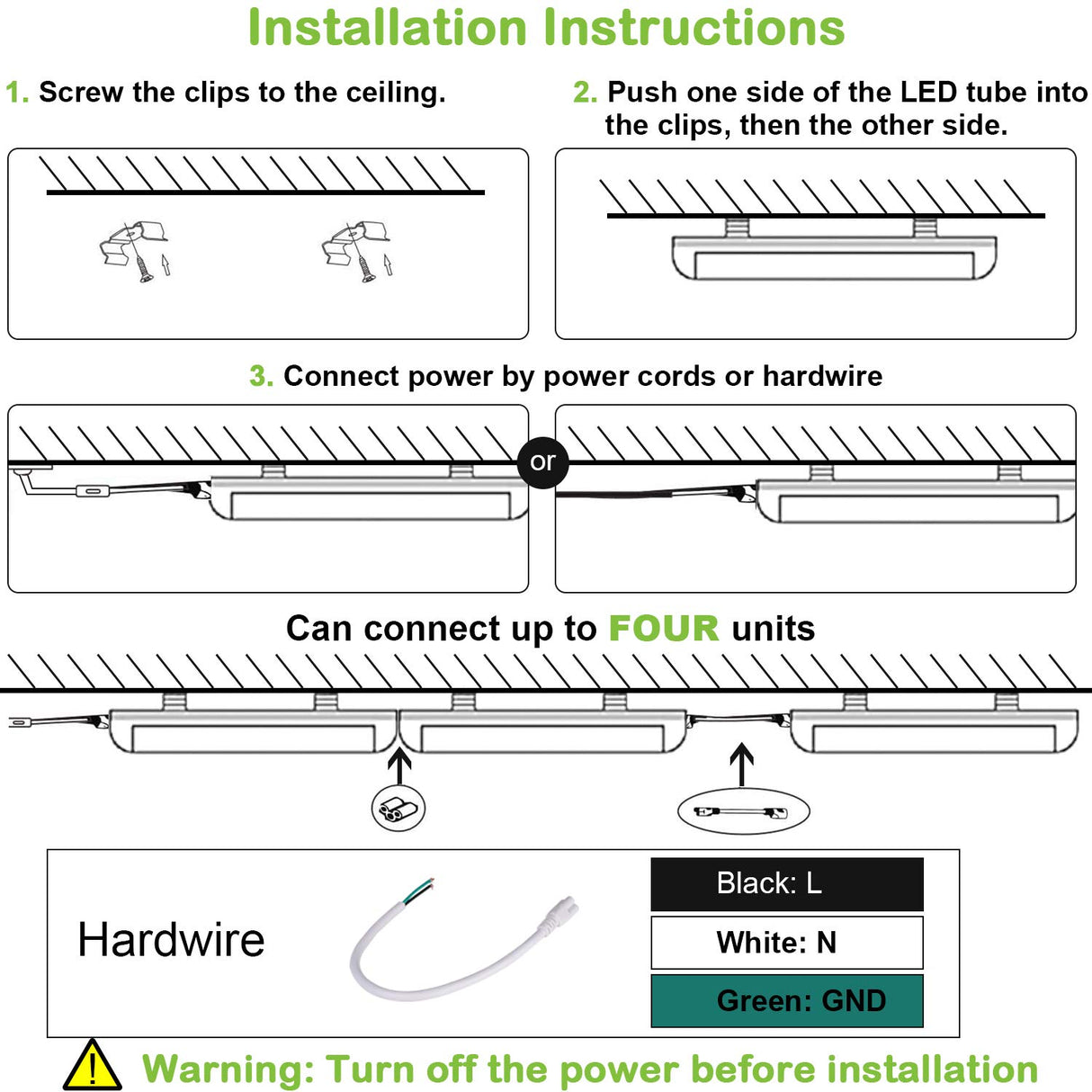 6 Pack 4FT LED Shop Light, 40W, 5200LM, 6500K Super Bright White, V Shape Integrated T8 LED Tube Light, 4 Foot Linkable Shop Lights With Built-in hykolity