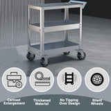 3-Tier Stainless Steel Utility Cart, 1100 lbs Heavy Duty Service Cart with Wheels, Rolling Tool Cart on Wheels, Work Cart for Mechanic, Garage, EHONXI