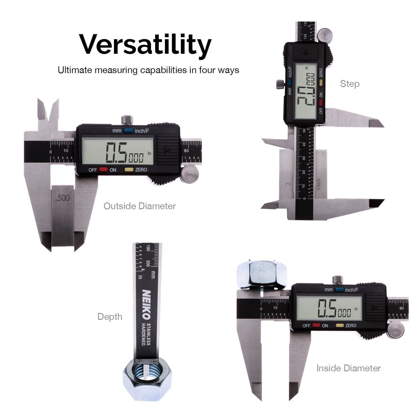 NEIKO 01407A Electronic Digital Caliper | 0-6 Inches | Stainless Steel Construction with Large LCD Screen | Quick Change Button for - WoodArtSupply