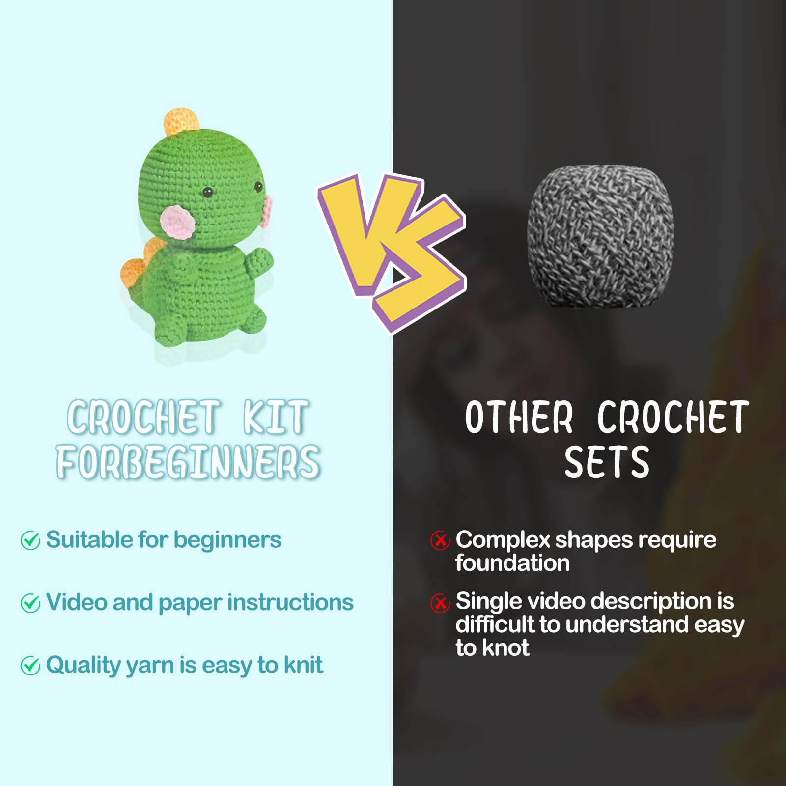 OFUSUY Crochet Kit for Beginners, Knitting Crochet Kits, Beginners Crochet Kit, Crochet Animal Kit with Step by Step Video Tutorial, DIY Craft Hobby - WoodArtSupply