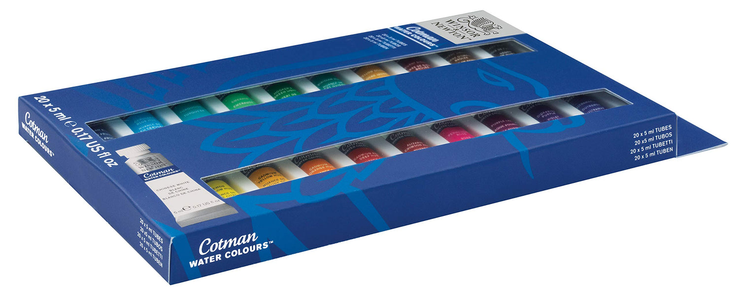 Winsor & Newton Cotman Watercolor Paint Set, 20 Colors, 5ml (0.17-oz) Tubes Winsor & Newton