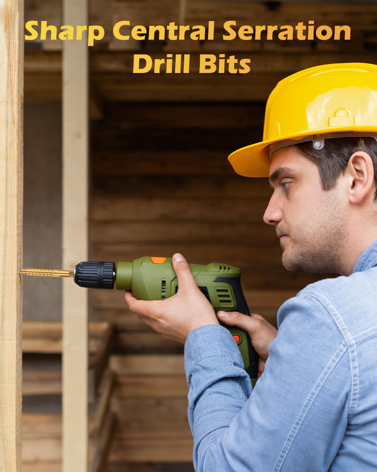 AOKLIT 6 Pack Titanium Coated HSS Twist Drill Bit, 3-8mm Hex Shank Serrated Cutting Drill Bit Woodworking Tools for Wood Metal Plastic Hole AOKLIT