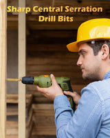 AOKLIT 6 Pack Titanium Coated HSS Twist Drill Bit, 3-8mm Hex Shank Serrated Cutting Drill Bit Woodworking Tools for Wood Metal Plastic Hole AOKLIT