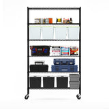 Furinno Wayar Metal Storage Shelf Rack, 6 Tiers, 48-Inch Taller, Black Furinno
