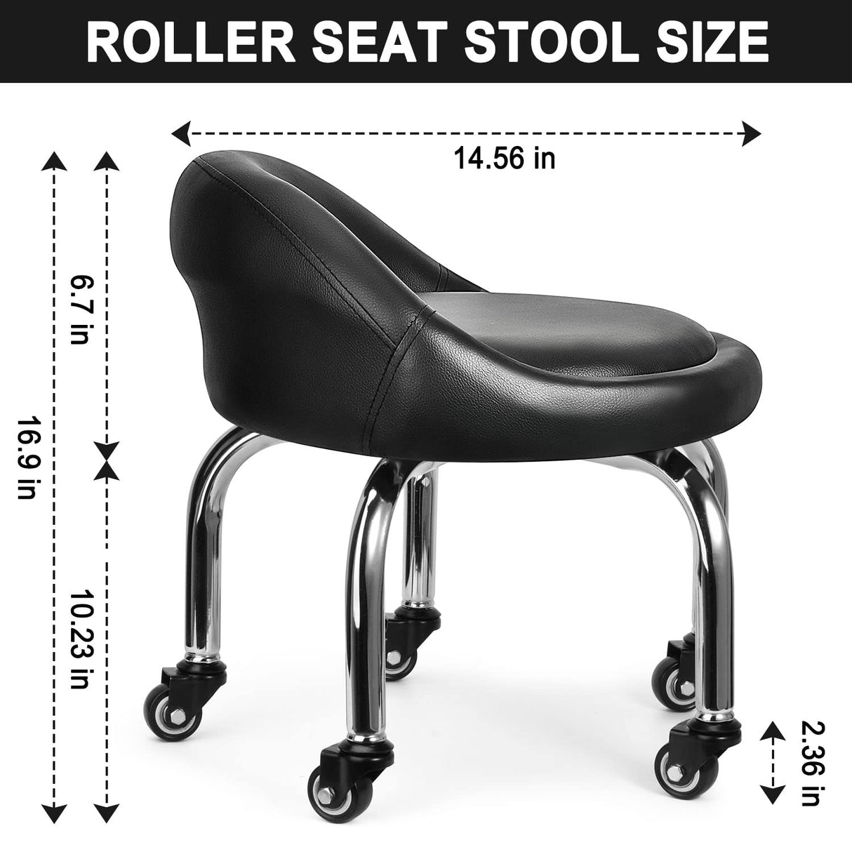 FLOLXNB Low Height Rolling Stool with Back, Low Height Rolling Chair, Low Stool with Wheels for Garage Shop Home Office,L FLOLXNB