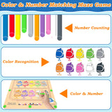 DUKVSG Magnetic Color & Number Maze, Montessori Counting Matching Toys, Wooden Magnet Maze Board Game Fine Motor Skills Toys for 3 4 5 Years Old DUKVSG