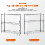 3-Tier Adjustable Wire Storage Shelving Rack, 150 Lbs Capacity Per Shelf, For Pantry Garage Kitchen - 23"x12"x30", Chrome MGHH