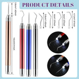 Leriton 4 Pcs LED Weeding Tools for Vinyl with Light Vinyl Weeding Tool with Pin and Hook Lighted Pin Pen Weeding Tool for Removing Iron on Tiny Leriton