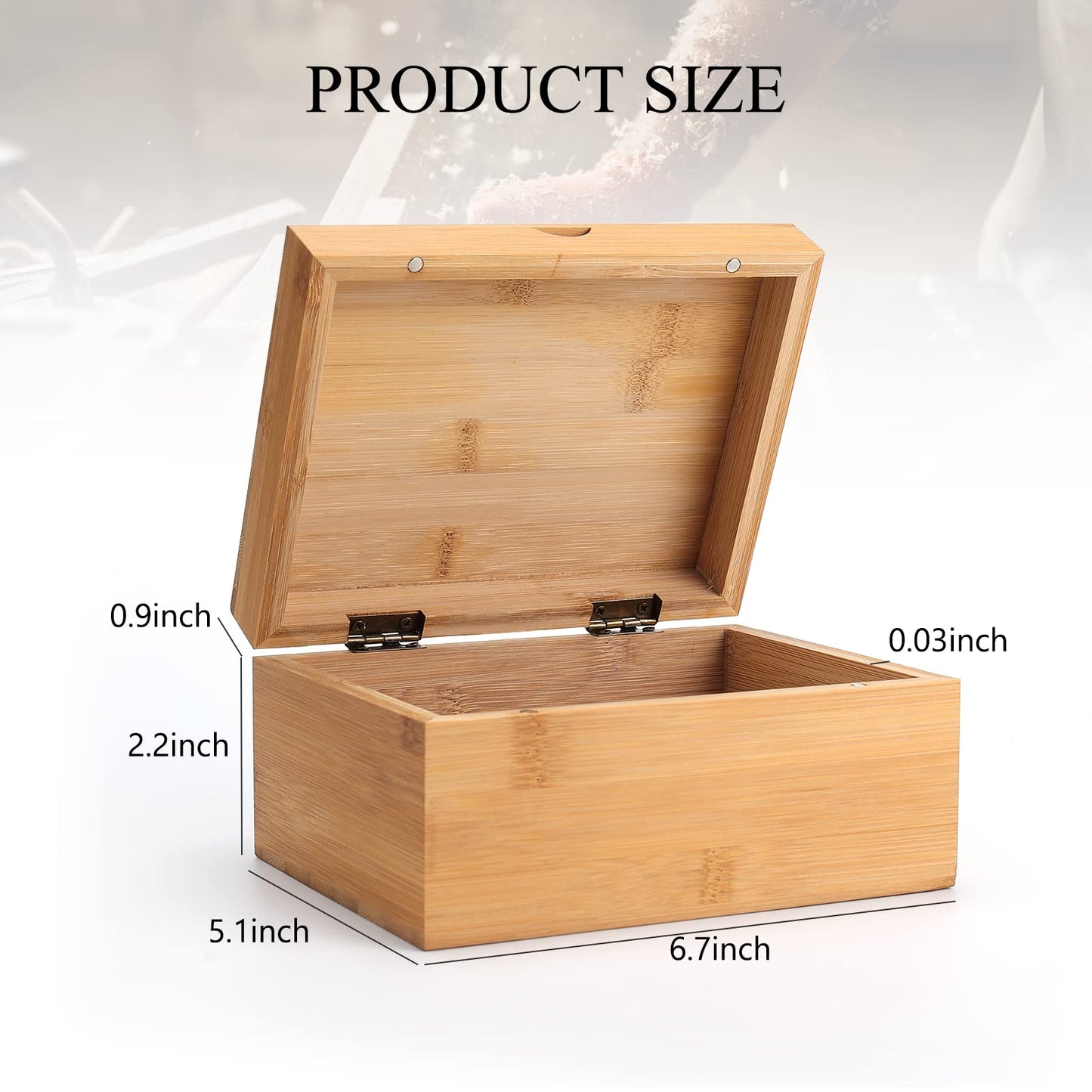 Woiworco Small Bamboo Wooden Box with Hinged Lid, 6.7 x 5.1 x 3.1 inch Natural Wooden Boxes Box for Crafts Art and DIY Hobbies, Decorative Box and - WoodArtSupply