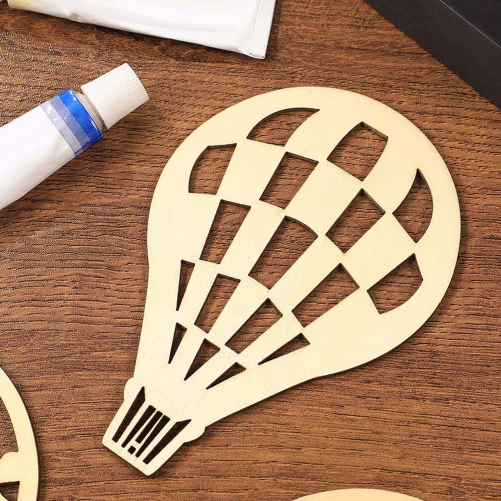 VOSAREA 10 Set Decor Wood Cutouts for Crafts Unfinished Wood Ornaments Hot Air Balloon Wood Discs Hot Air Balloon Wood Slices Wood Hot Air Balloon VOSAREA