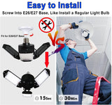 LED Garage Light, 80W 8000 Lumen LED Garage Ceiling Lights with 3 Adjustable Panels E26/E27 LED Shop Lights, 6500K Daylight Light Bulb Fixture LED Meiqils