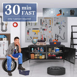 HOPUBUY Metal Storage Cabinet with Lock, Steel Locker Cabinet with Removable Shelves and 2 Locking Doors, Black Storage Cabinets for Home, Garage, HOPUBUY