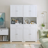 HIFIT Modern Tall Bathroom Storage Cabinet with 4 Doors, Shelves, and Drawer - 67" Freestanding Linen Cabinet in White HIFIT