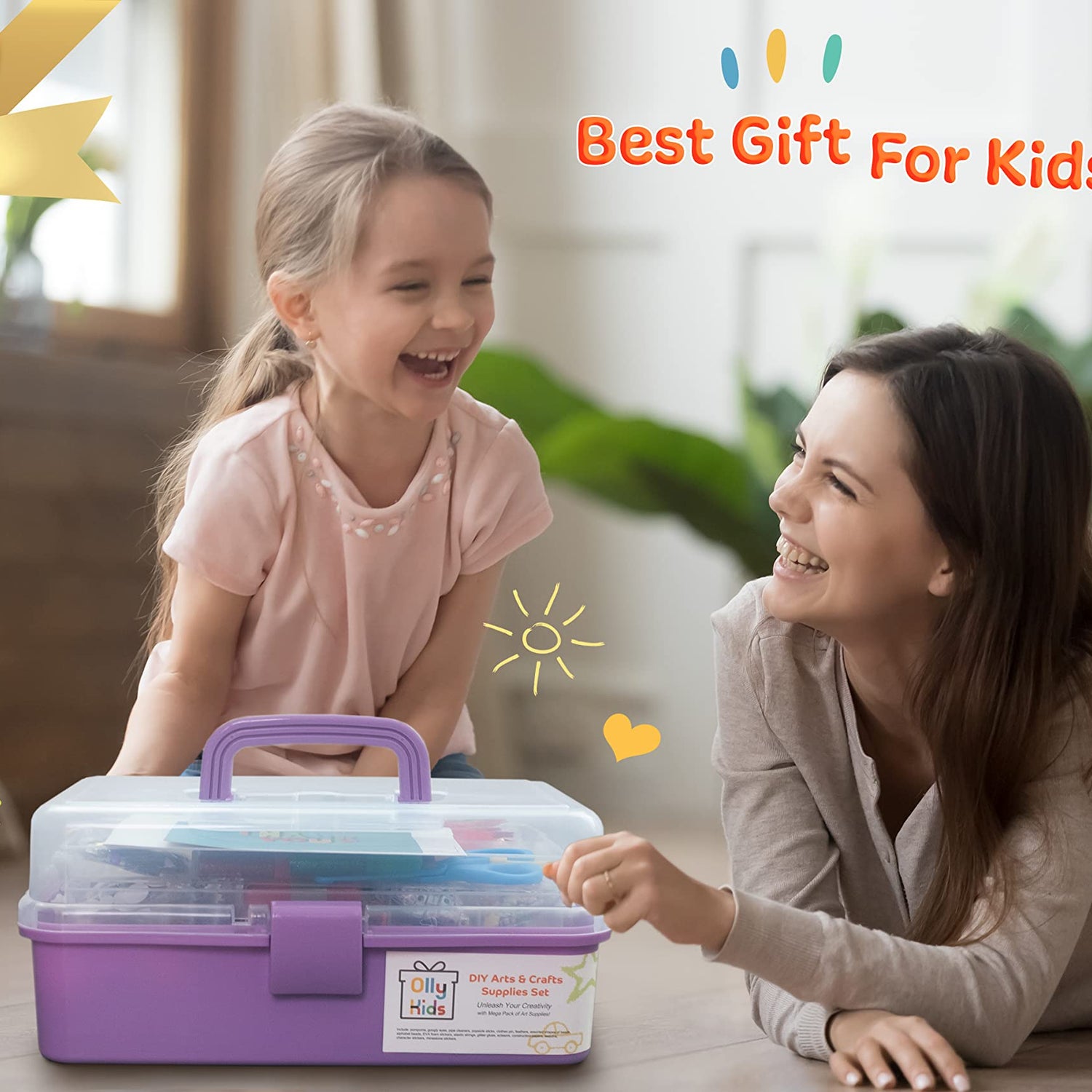 Olly Kids Craft Kits Library in a Plastic Craft Box Organizer- Craft and Art Supplies for Kids Ages 4 5 6 7 8 9 10 11 &12 Year Old Boys & Girls Olly Kids