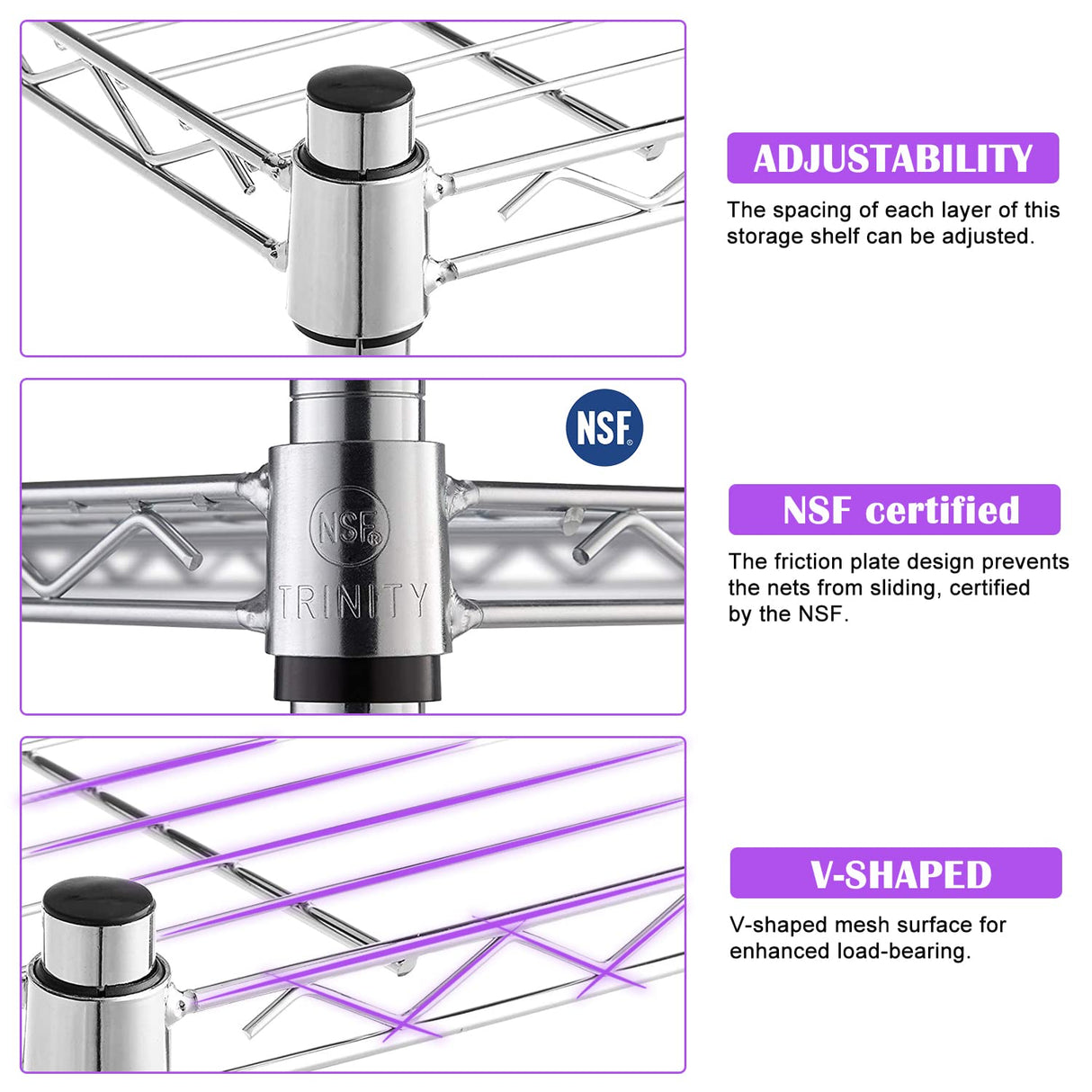 Storage Shelves 6-Tier Wire Shelving Unit Garage Shelving with Wheels 2100LBS Capacity,18" D x 48" W x 78" H Metal Shelves Storage Rack Heavy Duty Capacmkseh
