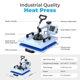 Pro 15x15 Heat Press with 30 OZ Tumbler Attachment, 5in1 Combo Tumbler Heat Press for T-Shirts, Tumblers Glass Cans Mugs Hats, and Plates EnjoyColor