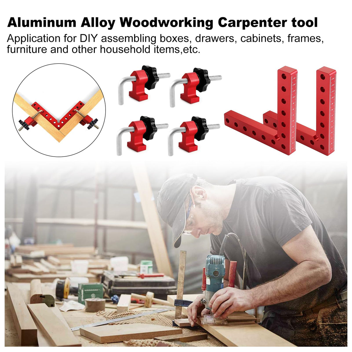 Utoolmart 90 Degree Positioning Squares Right Angle Clamps, Corner Clamps for Woodworking 5.5"x 5.5"(14 x 14cm), Aluminum Alloy Carpenter Clamping Utoolmart