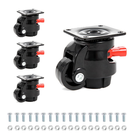 Nefish 4 Pack Leveling Casters Heavy Duty for Workbench 2200 LBS Capacity, Upgraded Handle Design Retractable Caster Wheels Set of 4, 360 Degree Nefish