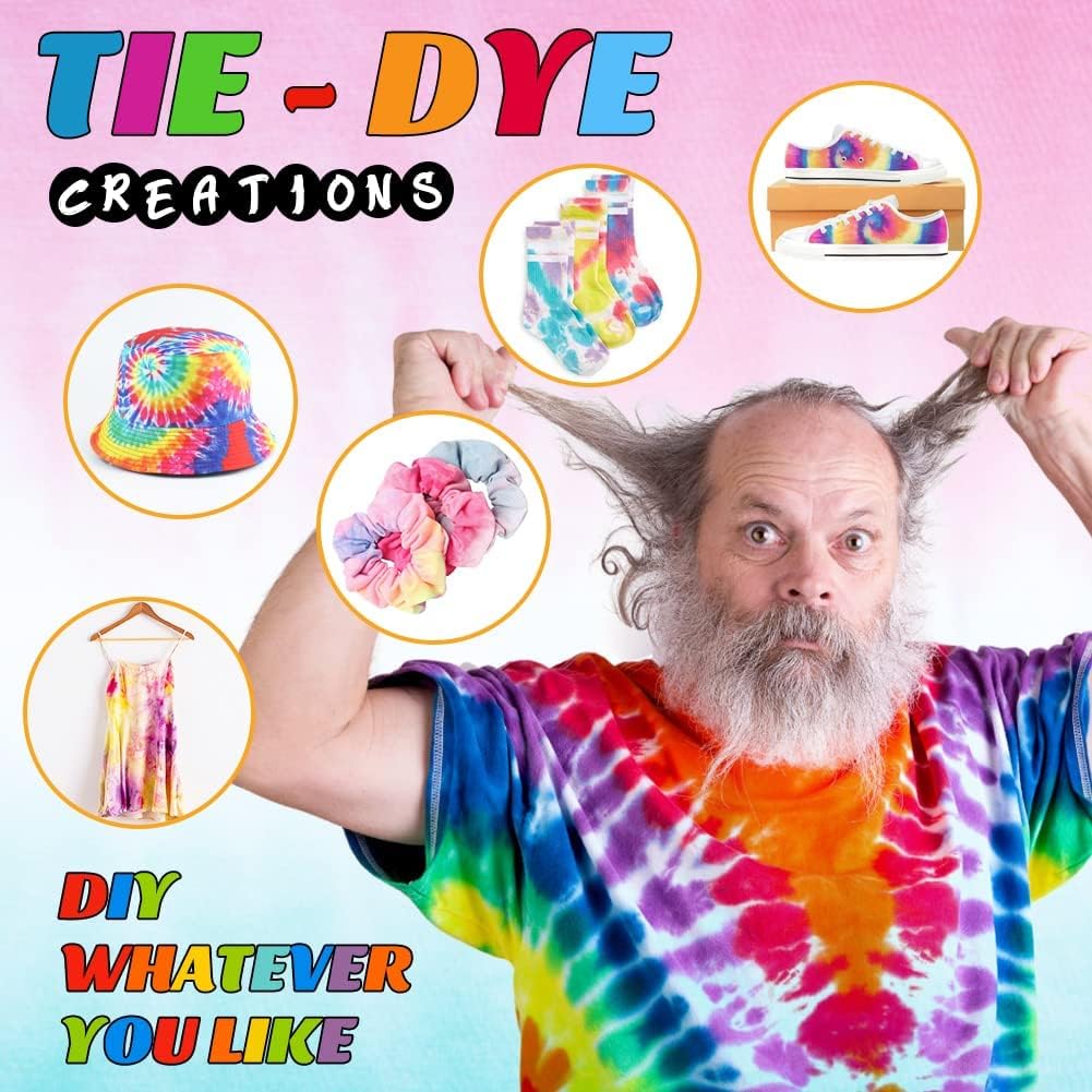 DIY Tie Dye Kit, Emooqi 26 Colors Fabric Dye Art Set with Rubber Bands, Gloves, Spoon, Funnel, Apron, and Table Covers-Great for Craft Arts Fabric - WoodArtSupply