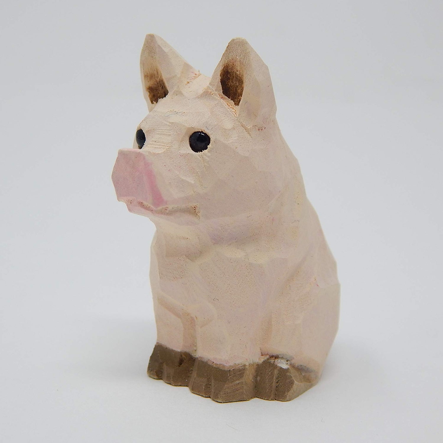 Selsela Pig Wood Ornament Hanging Barn Farm Animal Figurine Handmade Carved Decoration Selsela