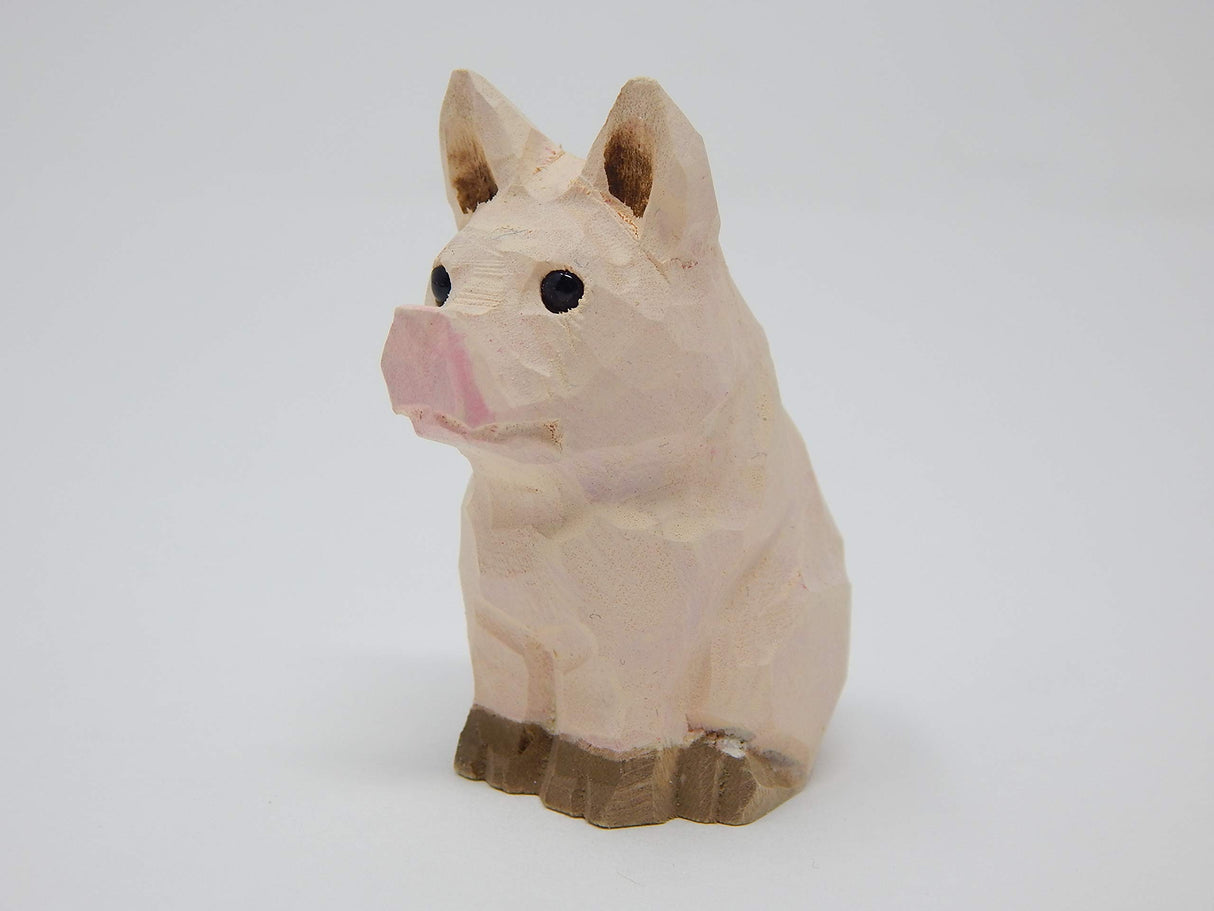 Selsela Pig Wood Ornament Hanging Barn Farm Animal Figurine Handmade Carved Decoration Selsela
