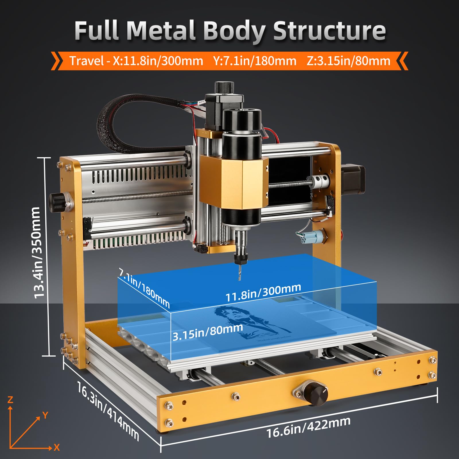 LUNYEE 3018 PRO MAX CNC Machine 500W All-Metal CNC Router Machine 3 Axis Limit Switches & Emergency-Stop with GRBL Offline Control for Cutting Wood - WoodArtSupply