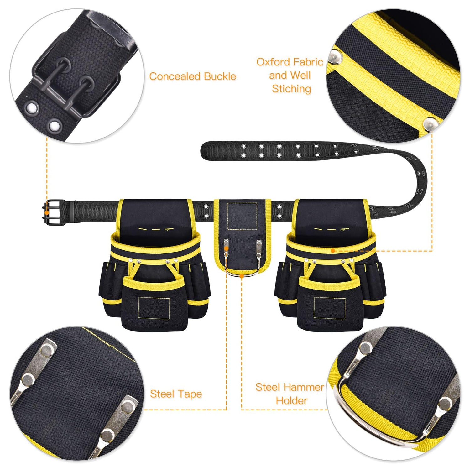 Tool Belt, Magnetic Tool Pouch with 26 Pockets for Men Heavy Duty Tool Pouch Bag, Detachable Tool Bags for Carpenter Electrician Construction Utility XonyiCos