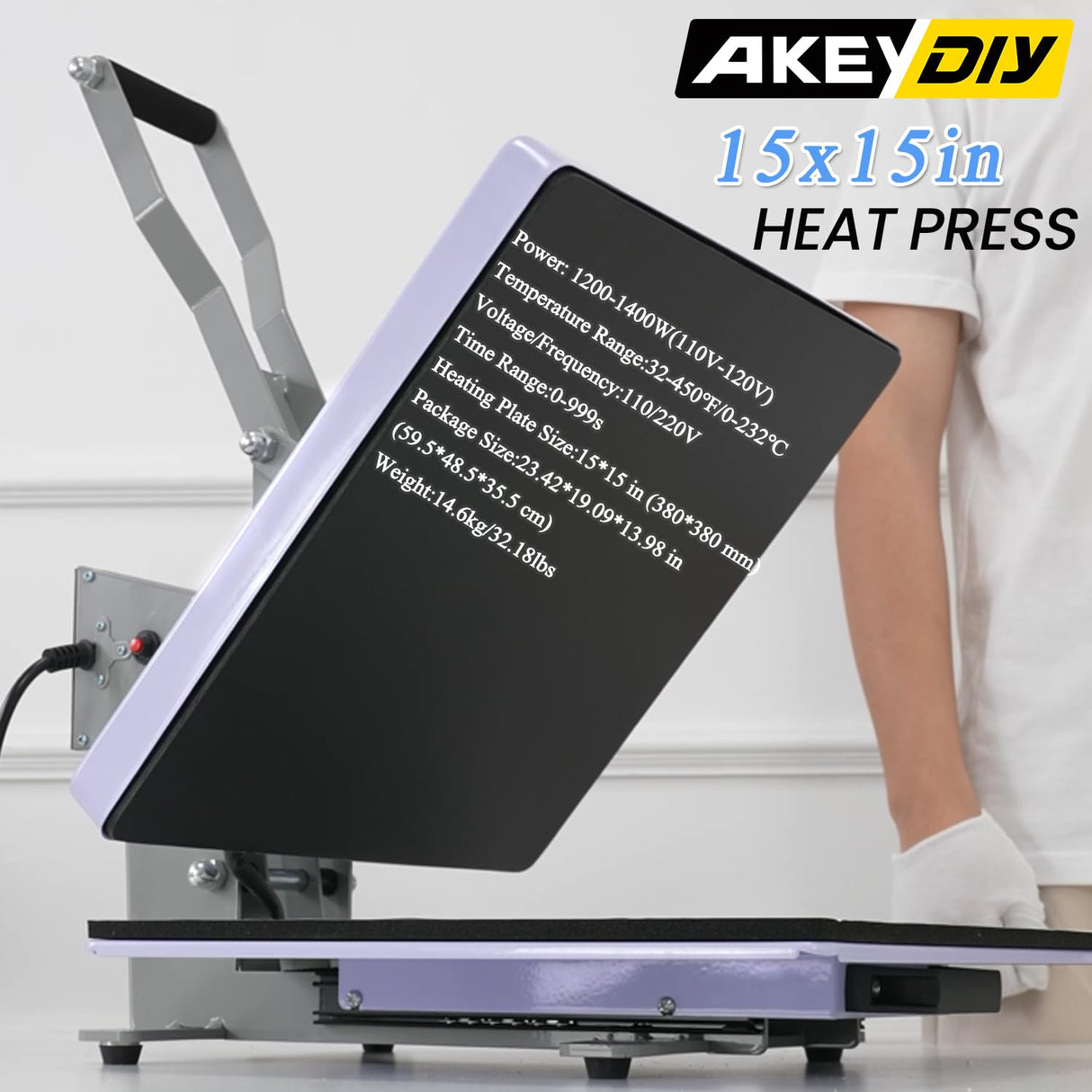 AKEYDIY 15x15 Heat Press Machine,Clamshell Heat Press Digital Heat Transfer Sublimation Printer Press Industrial-Quality Power Heat Press for T AKEYDIY