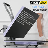 AKEYDIY 15x15 Heat Press Machine,Clamshell Heat Press Digital Heat Transfer Sublimation Printer Press Industrial-Quality Power Heat Press for T AKEYDIY