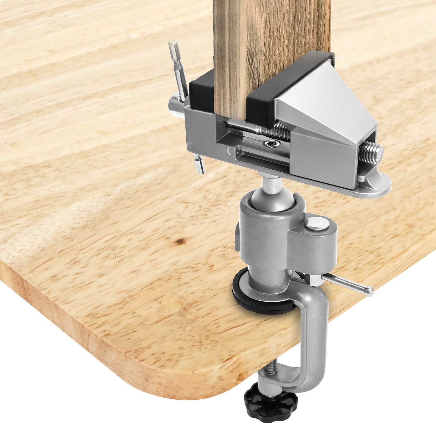 QWORK 3" Universal Tabletop Clamp Vice Tilts Rotate 360°, Portable Work Bench Vise for Drilling, Woodworking,Jewelry Making, Mental working QWORK