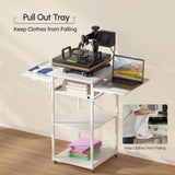 Crafit 4 Tier Heat Press Table with Pull-Out Tray, Foldable Movable Heat Press Stand with Charging Station for Heat Transfer Machine, Sublimation Crafit