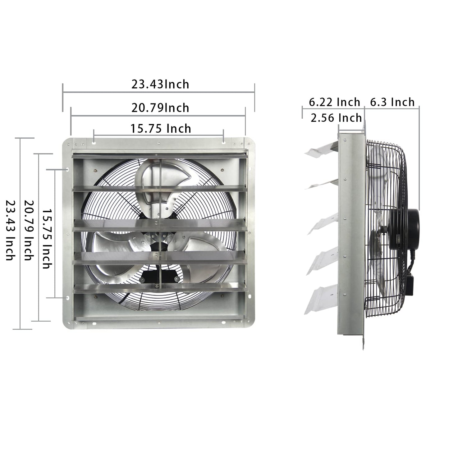 KEN BROWN 20 Inch Shutter Exhaust Fan With 1.65 Meters Power Cord Wall Mounted, High Speed 3500CFM, Vent Fan For Garages And Shops, Greenhouse,Attic - WoodArtSupply