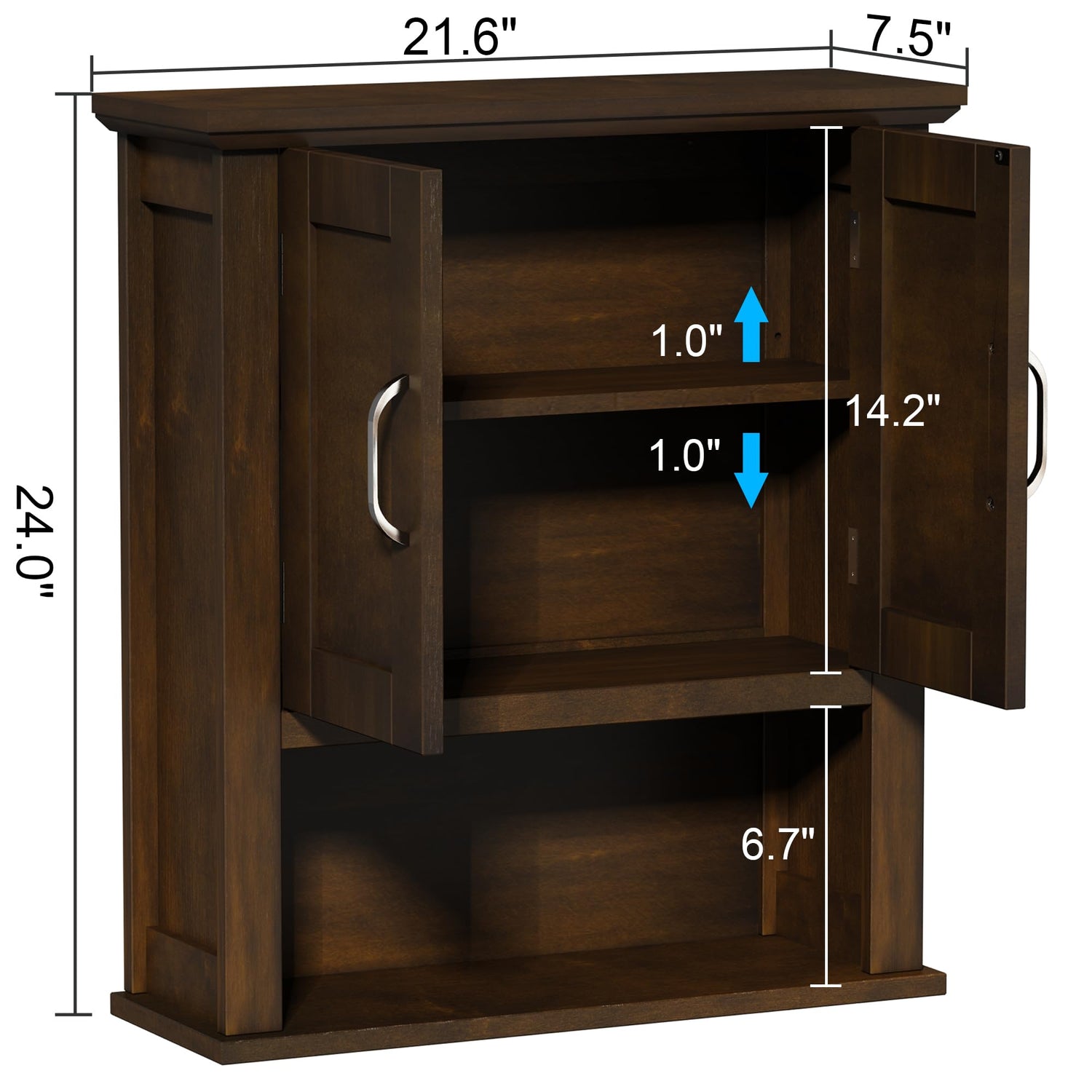 ChooChoo Wood Wall Cabinet with Doors, Medicine Cabinet with Adjustable Shelves Over The Toilet, Rustic Cabinet Wall Mounted for Bathroom, Kitchen, ChooChoo