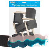 US Art Supply 3 inch Foam Sponge Wood Handle Paint Brush Set (Value Pack of 15) - Lightweight, Durable and Great for Acrylics, Stains, Varnishes, US Art Supply