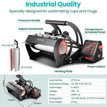 AKEYDIY Tumbler Heat Press 30oz 20oz 16oz Sublimation Tumblers Press Straight Skinny Tumbler Cup Press Glass Jar Cans,Tumbler Mug Heat Press Machine - WoodArtSupply