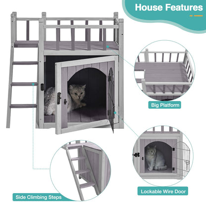 Suumerpety Weatherproof Outdoor Cat House,Feral Cats Shelter for Bunny Small Dogs (Small Cat House 8B)