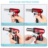 Semlos Butane Torch with Fuel Gauge, Refillable Kitchen Torch Lighter with Safety Lock and Adjustable Flame for DIY, Creme Brulee and Semlos