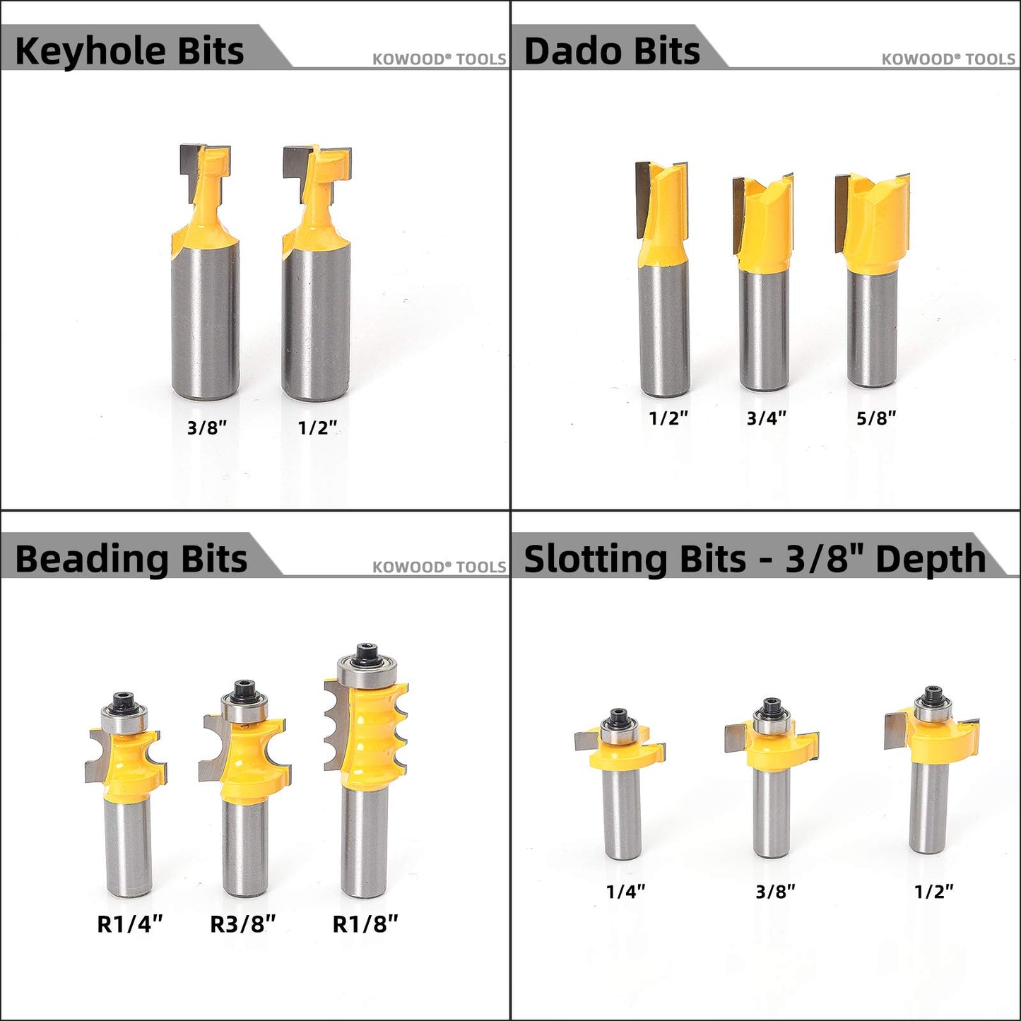 KOWOOD Router Bits Set 1/2 Inch Shank 丨70 - Piece Set. - WoodArtSupply