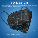 Hotodeal KN95 Face Mask 40 PCs, Black KN95, 5 Layers Cup Dust Mask, for Men, Women, Healthcare/Essential Workers Hotodeal