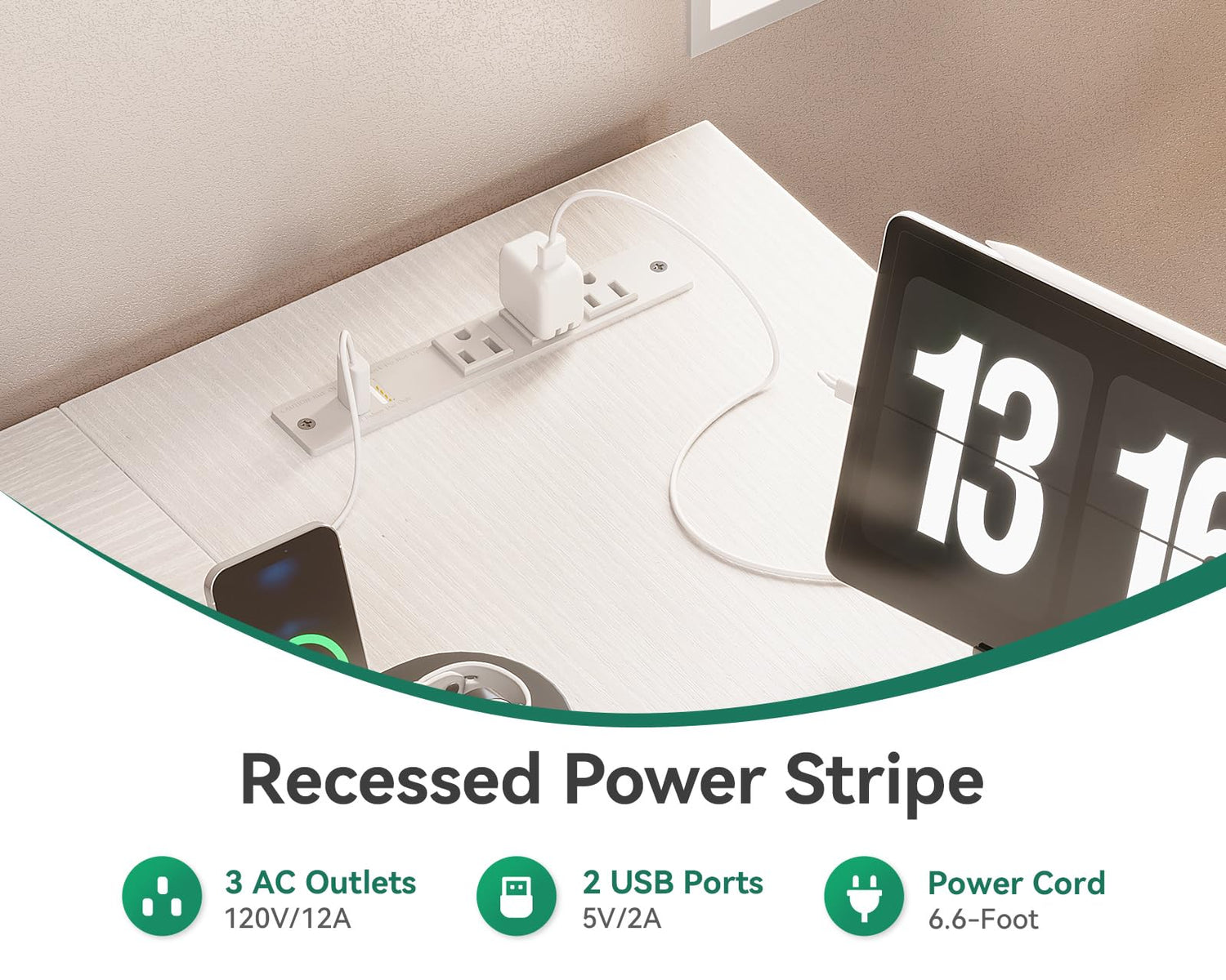 AODK 53 Inch Reversible L Shaped Desk with USB Ports & Fabric Drawers for Home Office & Gaming AODK