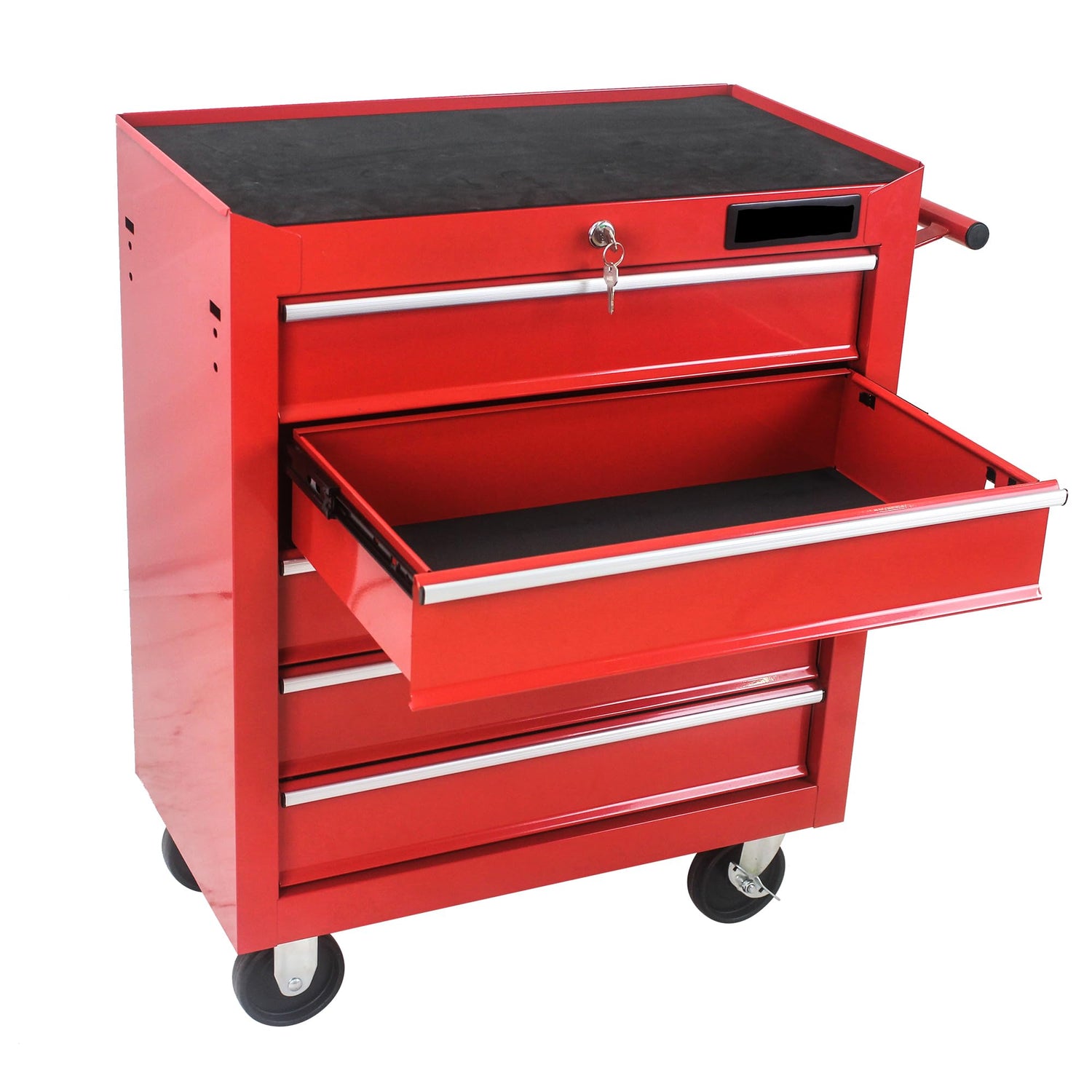 Rolling Tool Chest, 5-Drawer Rolling Tool Box With Interlock System And Wheels For Garage, Warehouse, Workshop, Repair Shop (Red) Fulvari