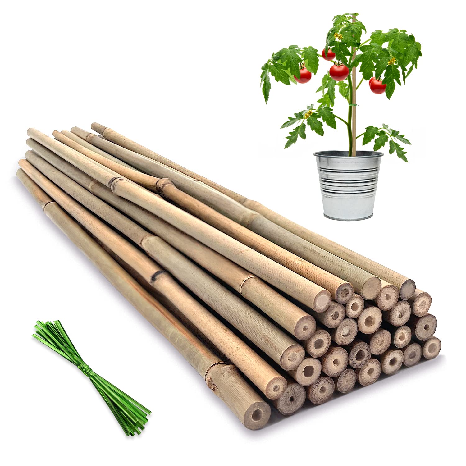 Plant Stakes,18 Inches Natural Garden Bamboo Sticks,BOVITRO 20Pcs Plant Support Stakes for Tomatoes,Beans,Vegetable and Potted Plants BOVITRO