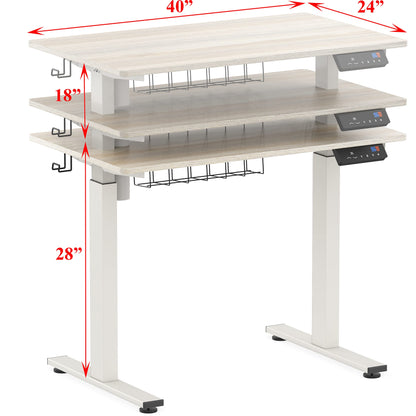 SHW Memory Preset Electric Height Adjustable Standing Desk, 40 x 24 Inches, Maple - WoodArtSupply