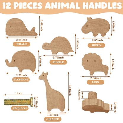 Qunclay Wooden Animal Cabinet Knobs Decorative Wood Dresser Knobs with Screws Dresser Pulls Wood Marine Woodland Animals Knobs Furniture Knobs - WoodArtSupply