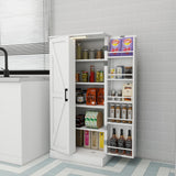 Locsear Kitchen Pantry Storage Cabinet w/LED, 50" Pantry Cabinets w/Doors and Shelves, Freestanding Pantry Cupboard for Kitchen, Dinning Room, Living Locsear